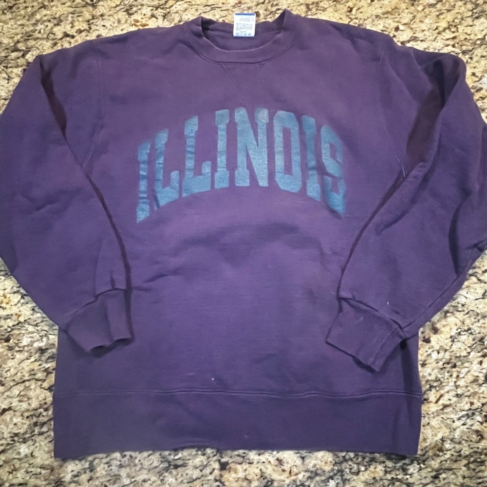 Vintage Champion Illinois‎ Sweatshirt Purple Large Made in USA Crewneck Pullover